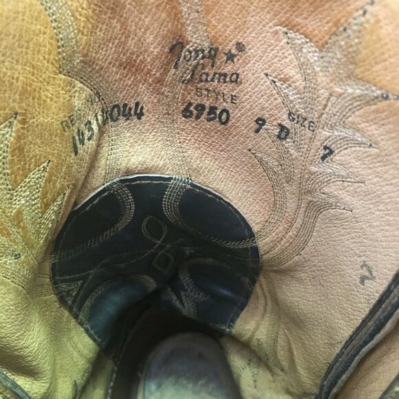 Tony Lama Vintage Gold Label Teju Lizard Wingtip Cowboy Boots Mens 9 D - Picture 4 of 12